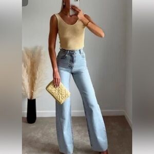 ZARA high waisted light wash straight leg jeans